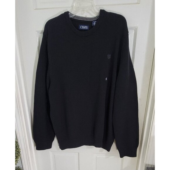 Chaps Mens Black Classic Fit Pullover Crew Neck Sweater Long Sleeve Size 2XL NWT - Picture 4 of 8